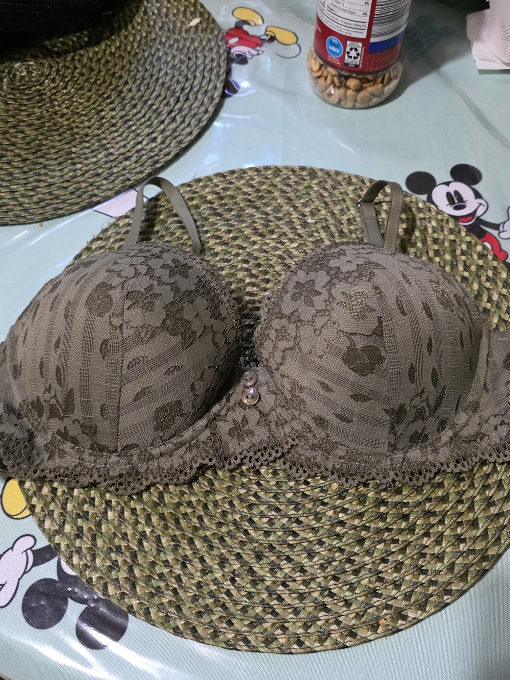 Honeydew USA Olive Lace Push-Up Bra with Decorative Buttons Size  38C Used